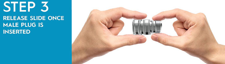Step 3: Release the sliding collar once the male plug is fully inserted