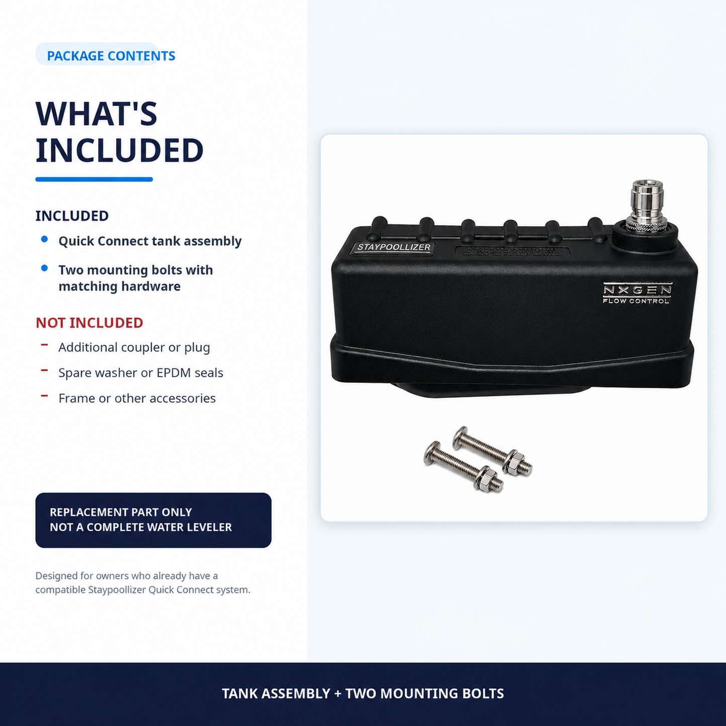 NXGEN Quick Connect tank assembly with 1–200 PSI operating range and lower-stress performance under typical household water pressure.