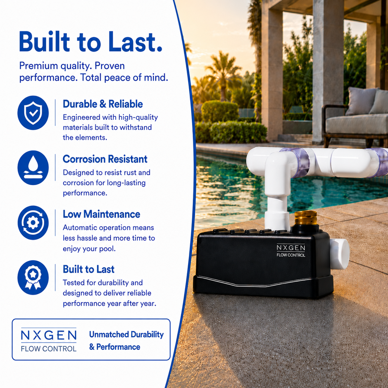 Staypoollizer durable UV- and pool-chemical-resistant construction