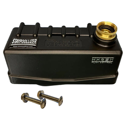 Staypoollizer Brass Swivel replacement tank assembly with integrated NXGEN stainless steel flow-control nozzle.