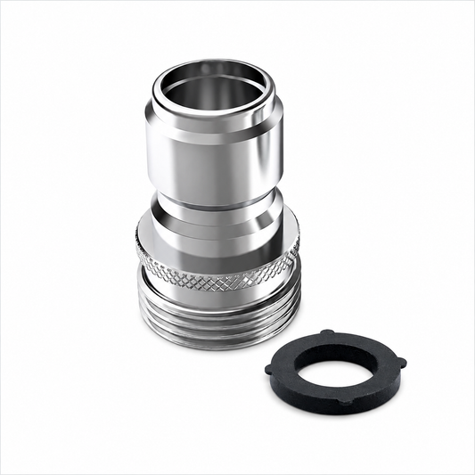 Stainless Steel 3/4-Inch Garden Hose Quick-Connect Male Plug with Washer